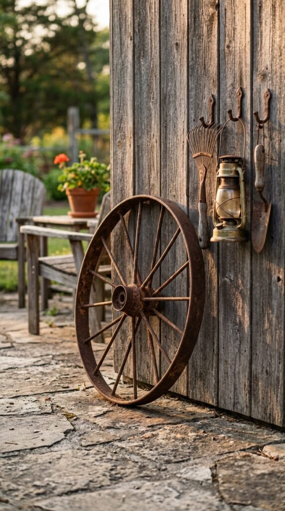 Hang a Wagon Wheel or Old Tool Display