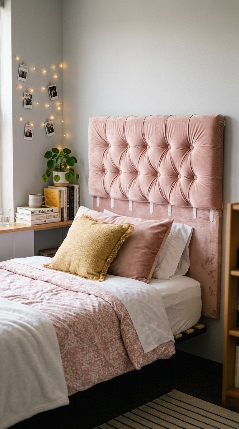2. The Pool Noodle Tufted Headboard