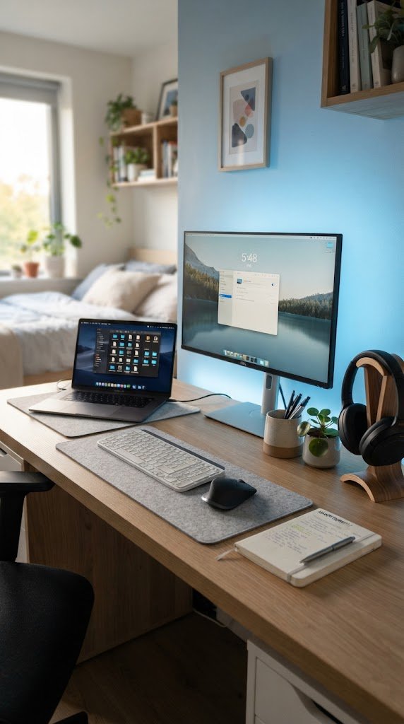 Add Baby Blue LED Strip Lights Behind Your Monitor