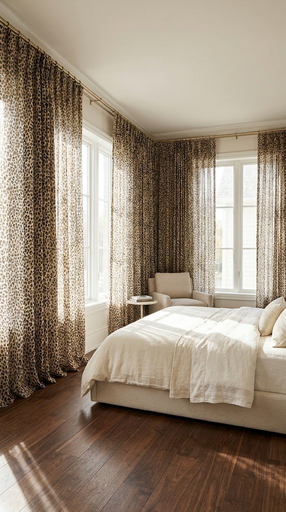 Add Leopard Print Curtains for Vertical Pattern Impact