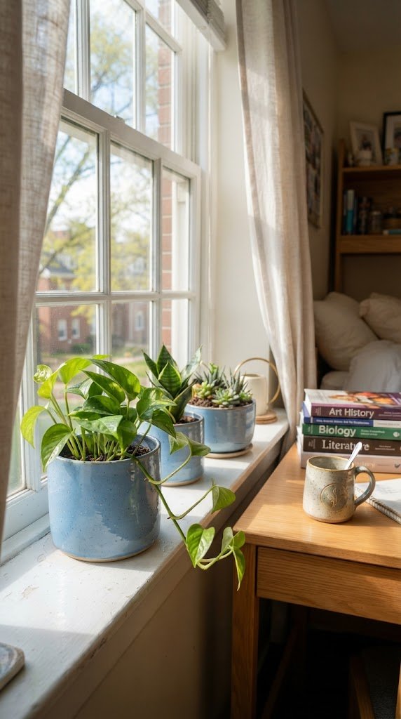 Add Light Blue Ceramic Plant Pots to Your Window Ledge