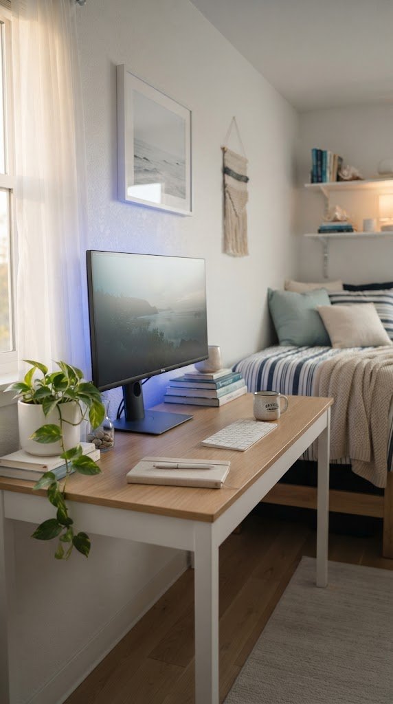 Add Navy Blue LED Strip Lights Behind Your Monitor