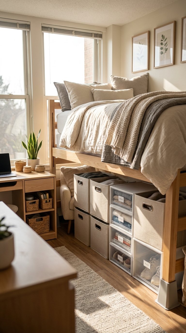 Add Under-Bed Storage With Decorative Bins