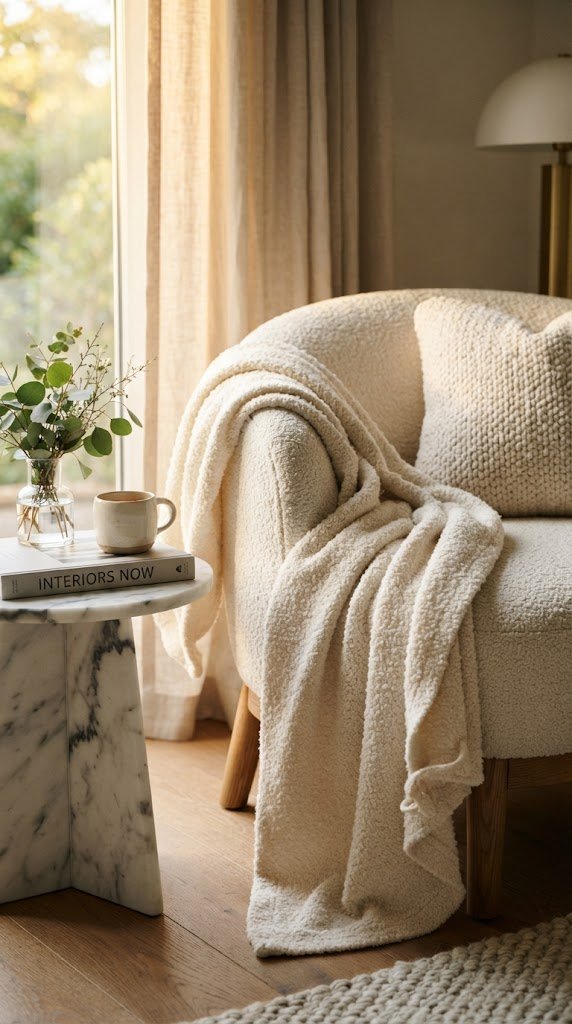 Add a Bouclé Throw Blanket to Any Seating Surface