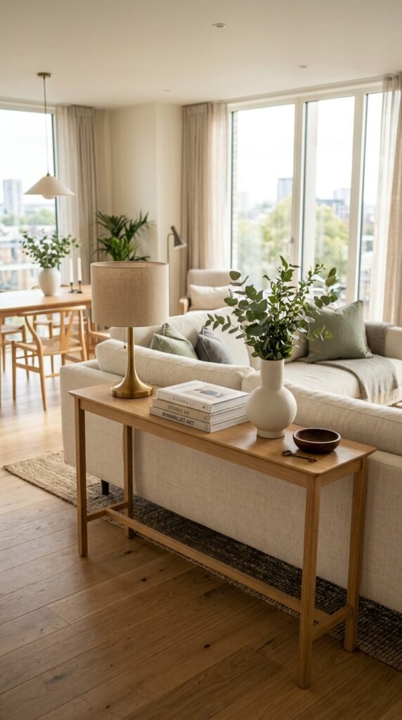 Add a Console Table Behind Your Sofa