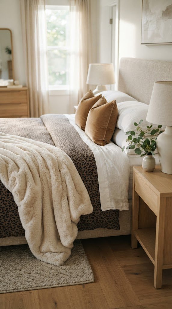Add a Faux Fur Blanket for Texture Contrast