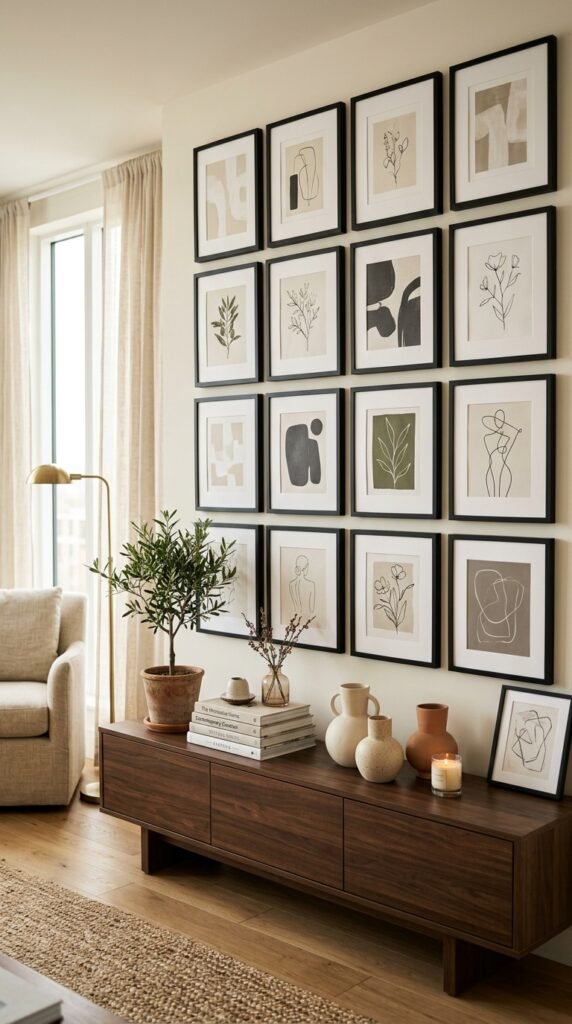 Add a Gallery Wall With Consistent Framing