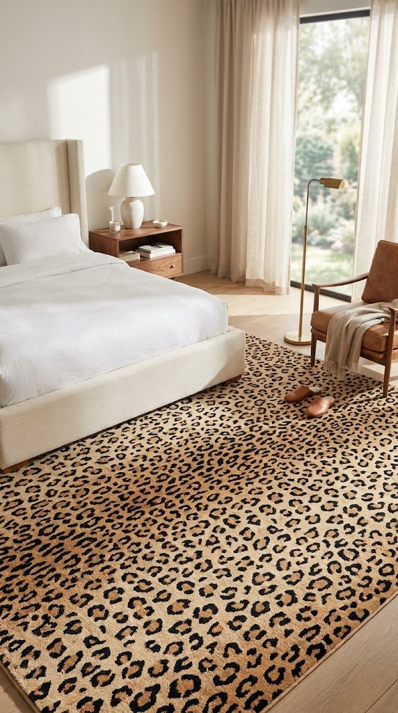 Add a Leopard Print Area Rug for Pattern at Floor Level