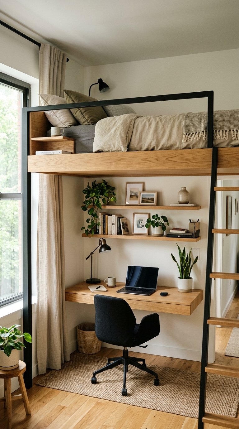 Add a Loft Bed to Create a Zone Below