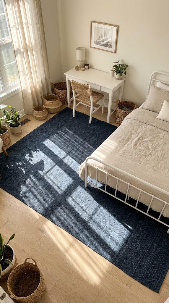 Add a Navy Blue Area Rug to Ground Your Color Palette