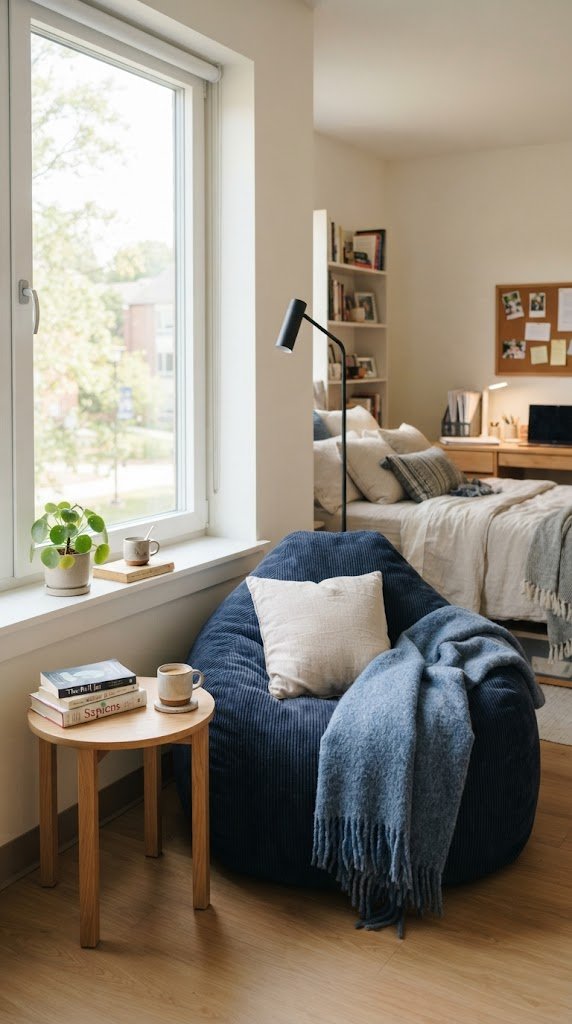 Add a Teal or Blue Accent Chair or Bean Bag