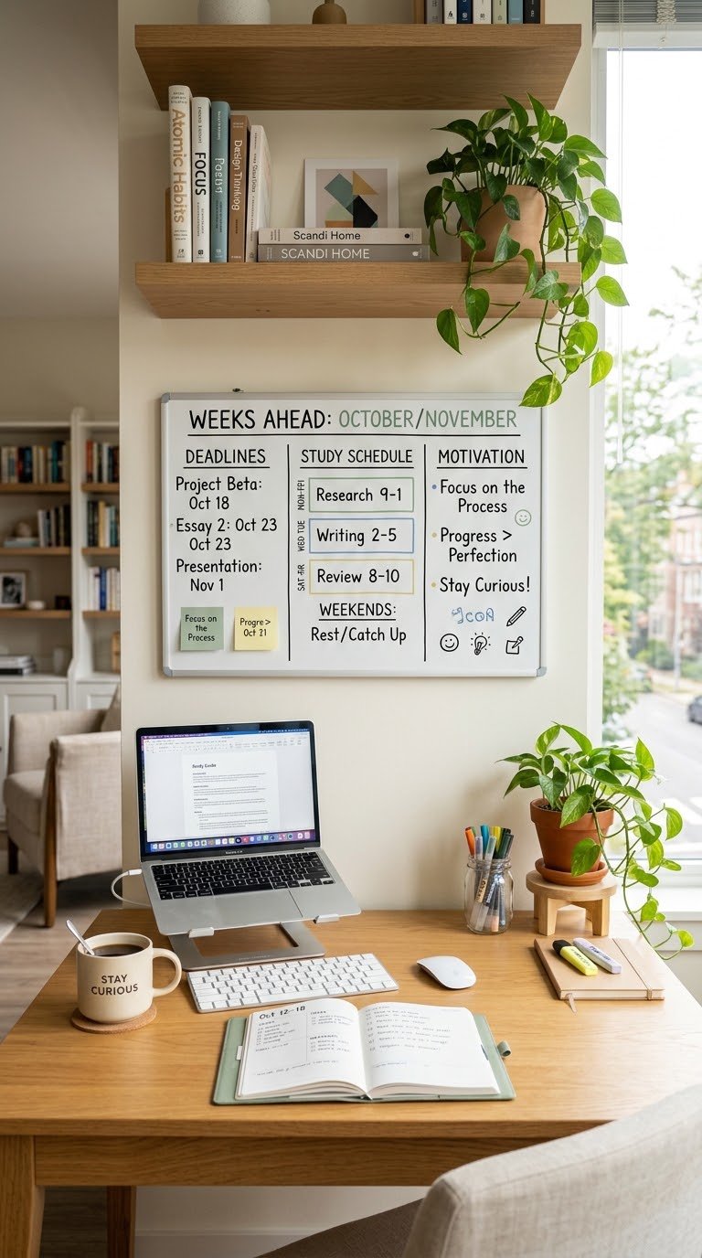 Add a Whiteboard Above the Desk for Deadline Tracking