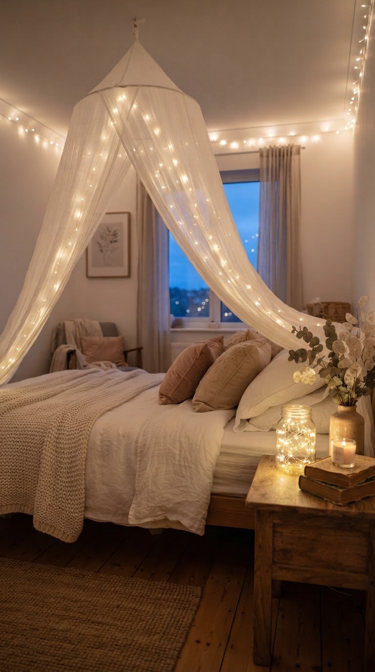 Aesthetic Bedroom With Fairy Lights