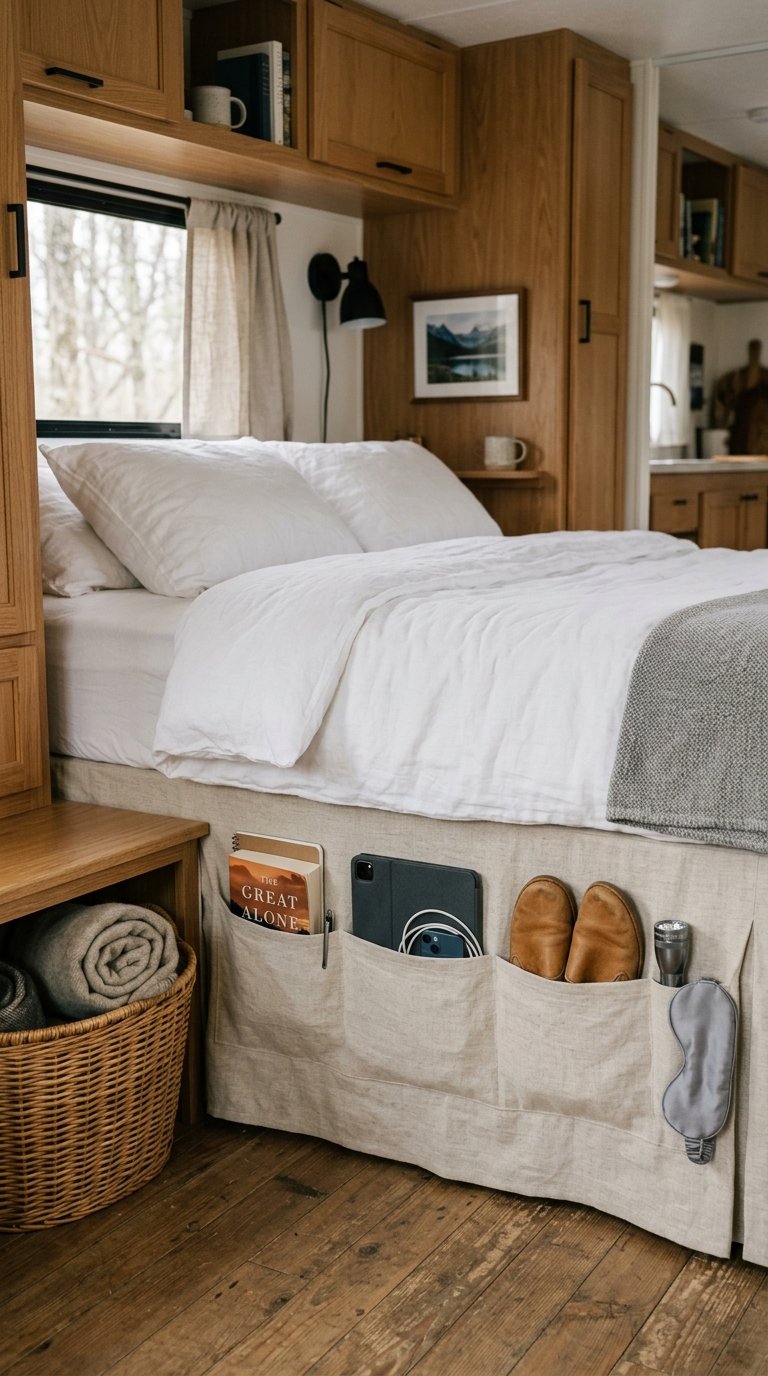Bed Skirt With Storage Pockets