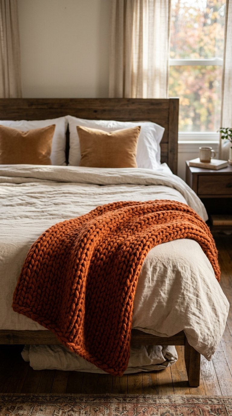 Bedding With a Chunky Knit Throw