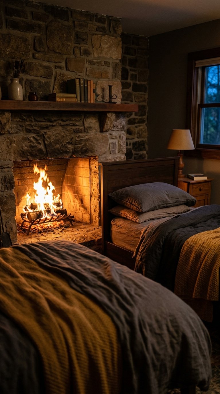 Bedroom With a Fireplace