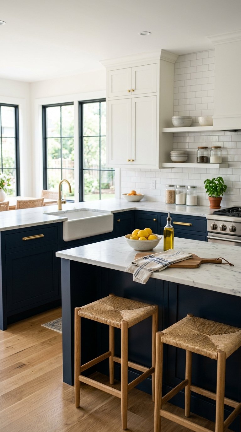 Blue Lower Cabinets