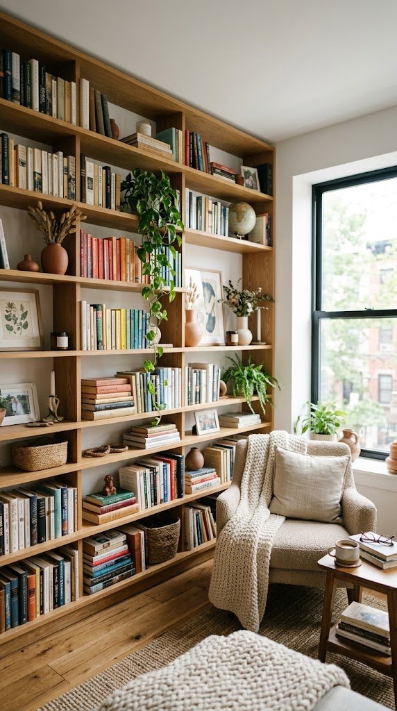 Build a Bookshelf Wall for Storage and Personality