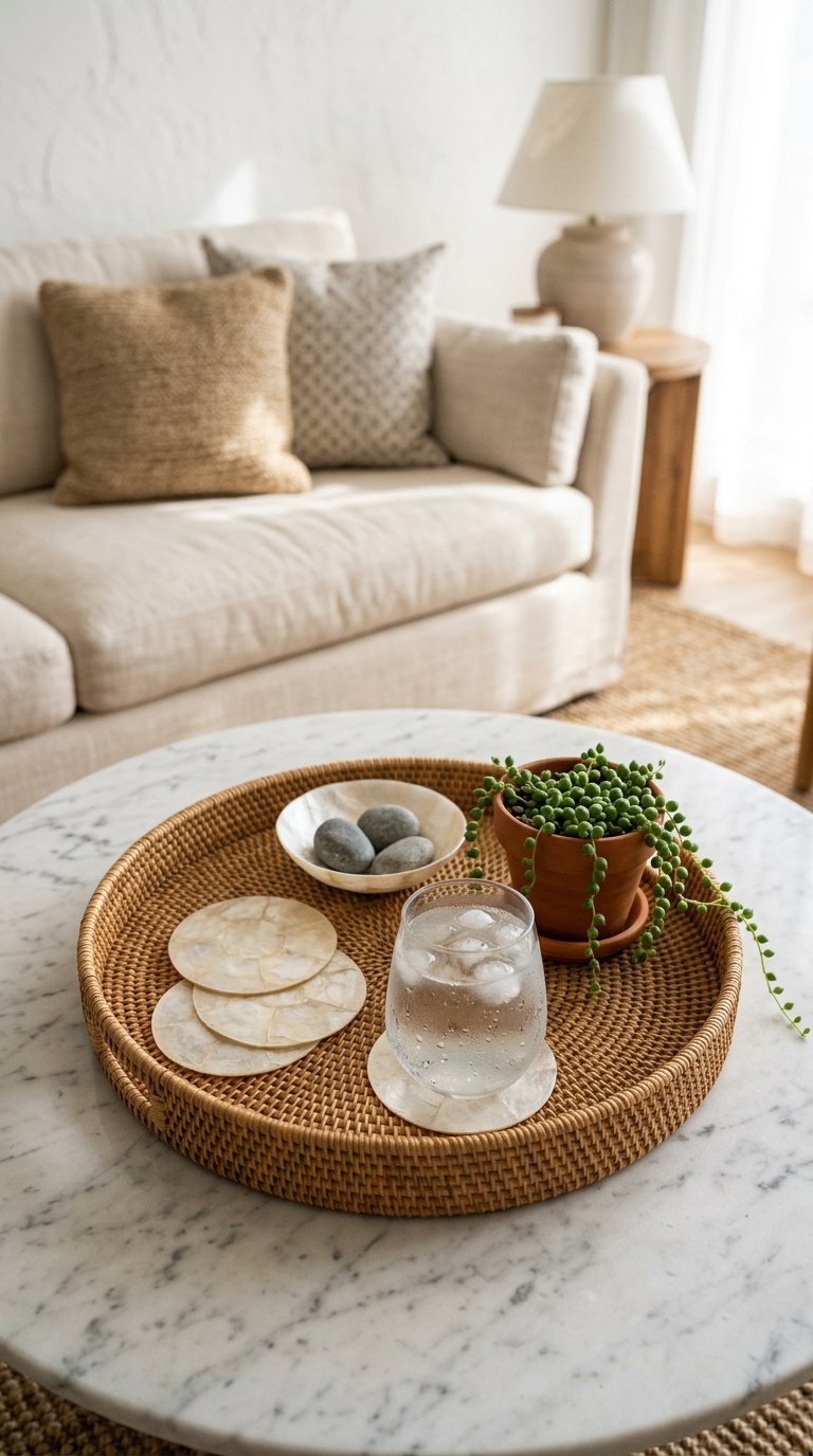 Capiz Shell Coasters as Coffee Table Decor