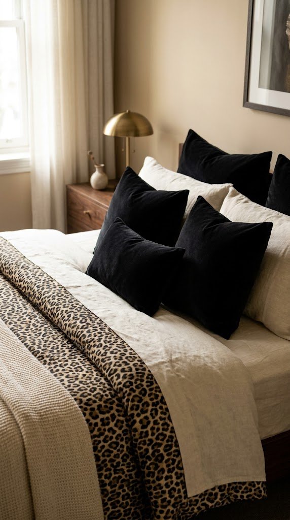 Choose Black Velvet Throw Pillows to Balance the Pattern