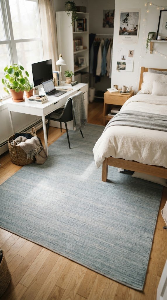 Cover Your Dorm Floor With a Light Blue Area Rug