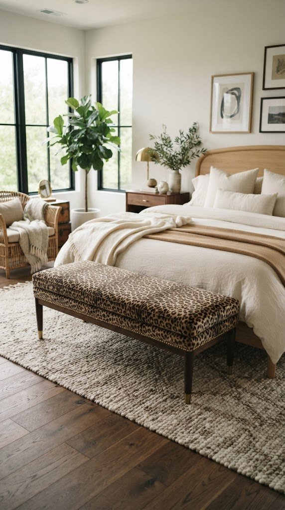 Cover a Bench or Ottoman in Leopard Print Fabric