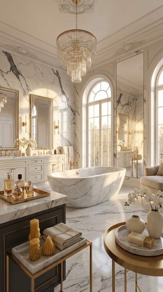 Create a Luxury Bathroom With Gold and Marble