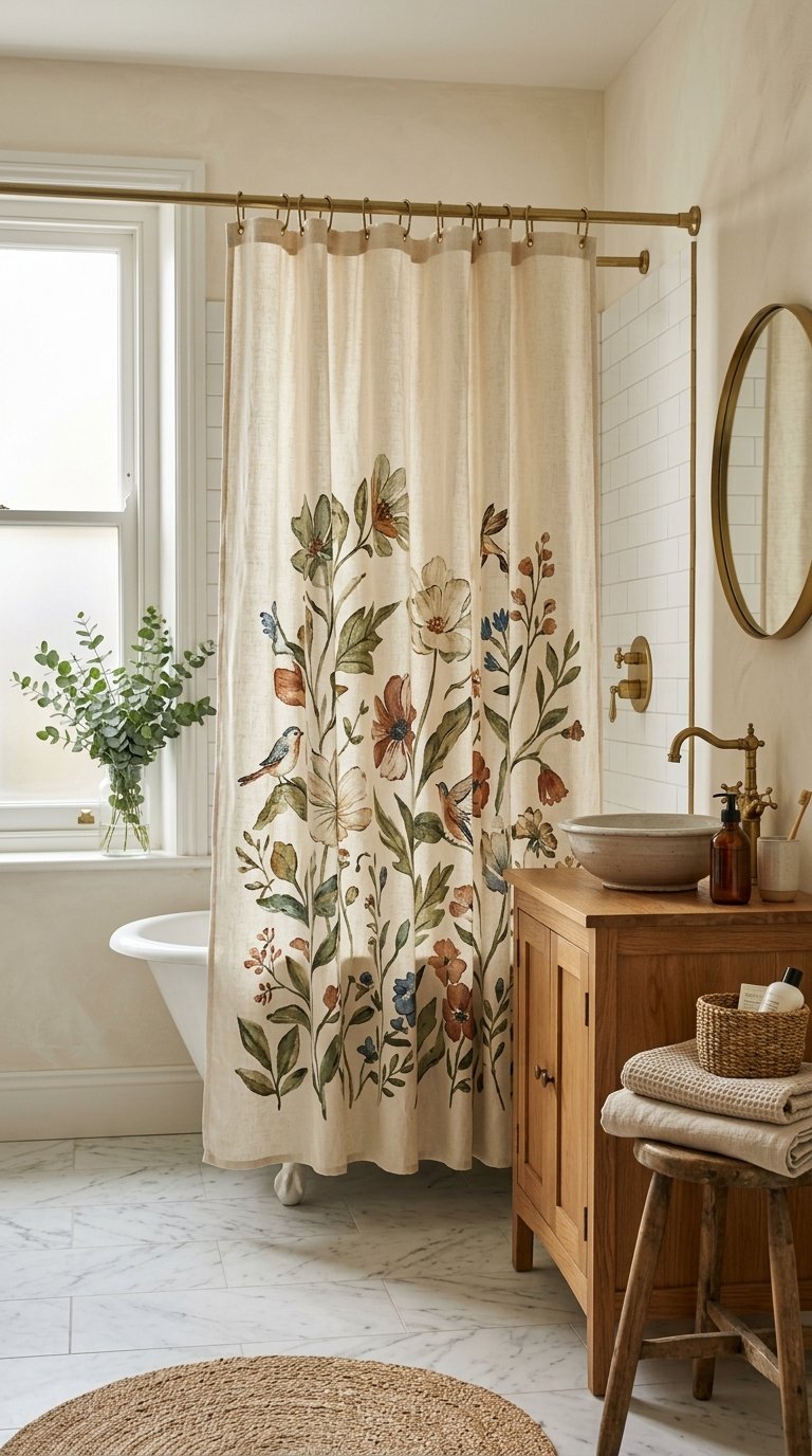 Curtain Instead of a Glass Shower Door