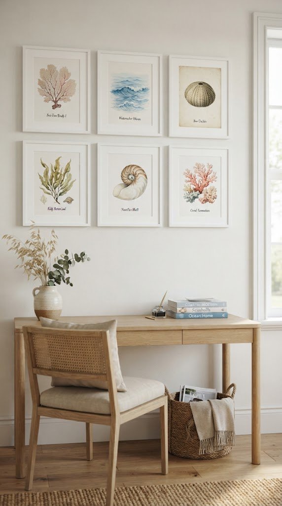 Display Coastal Art Prints in White Frames