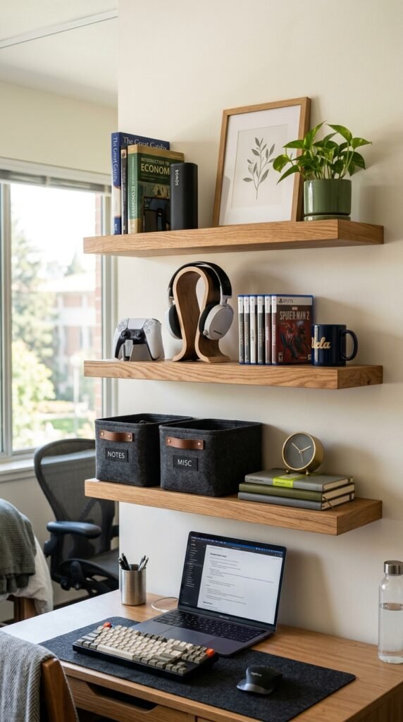 Floating Shelves for Display and Gear Storage