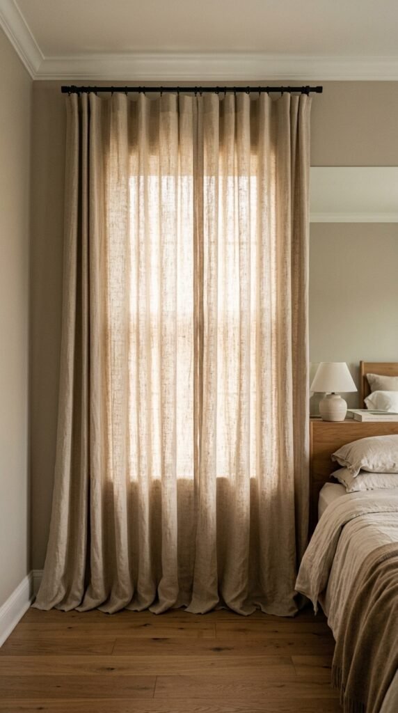 Floor-to-Ceiling Curtains in Natural Linen