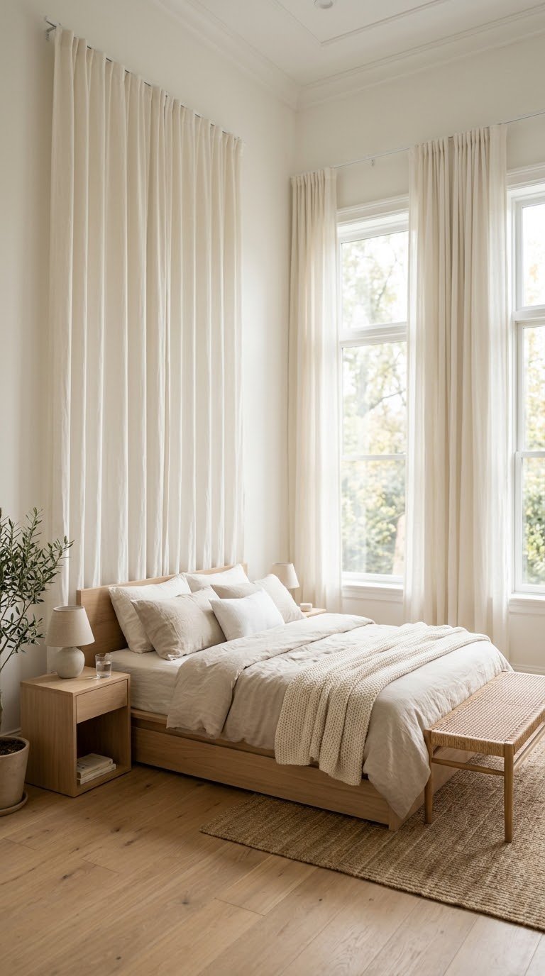 Hang Curtains From Ceiling to Floor for Height Illusion