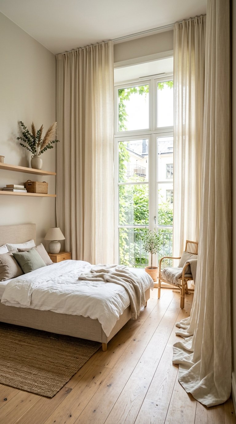 Hang Curtains at Ceiling Height to Maximize Perceived Room Height