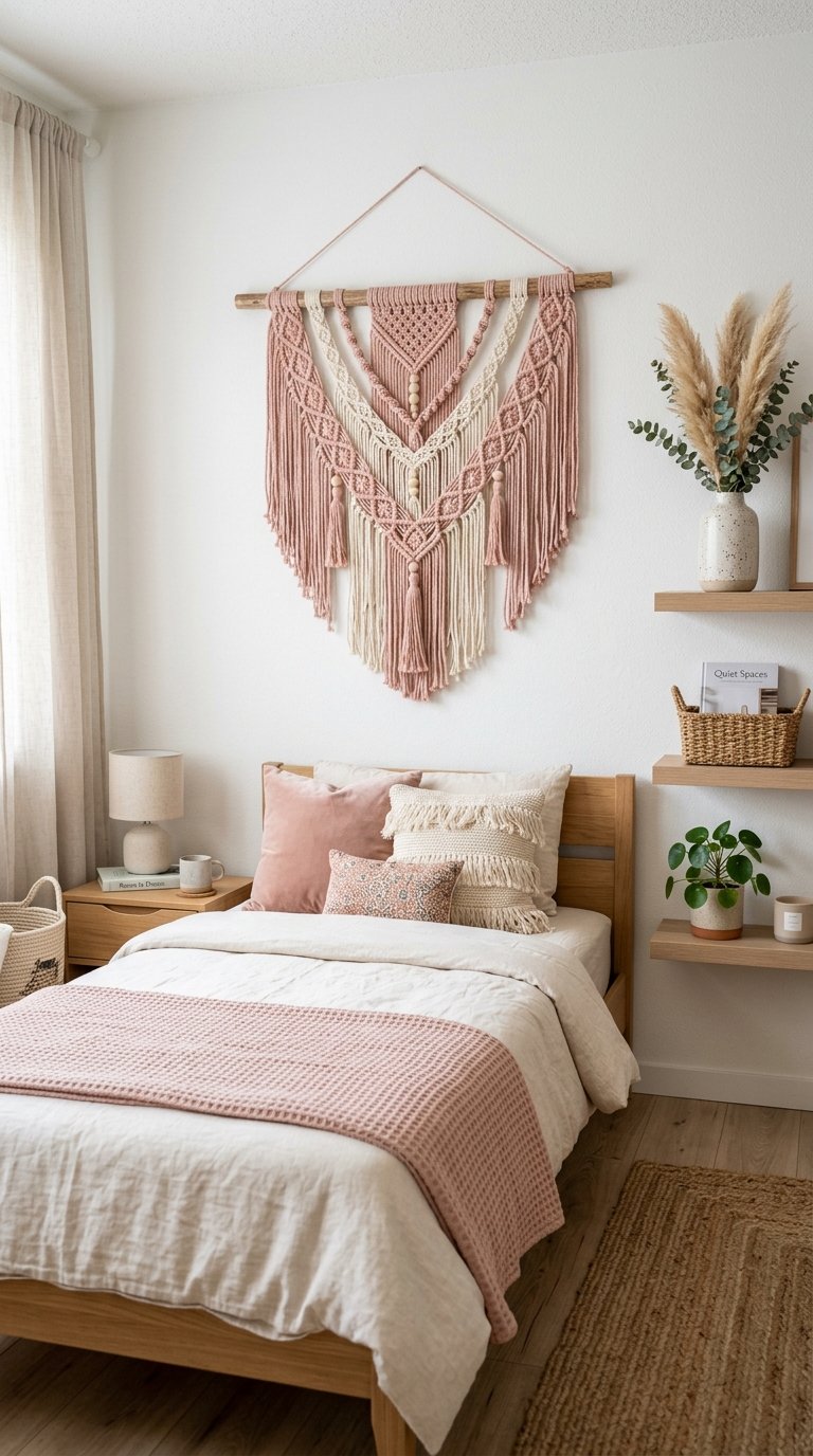 Hang Pink Macrame Wall Art for Texture