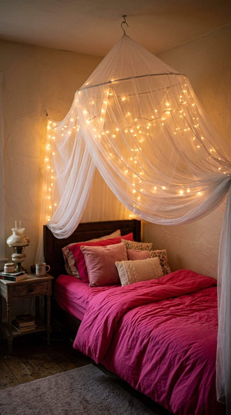 Hang Sheer Canopy Curtains Around the Bed