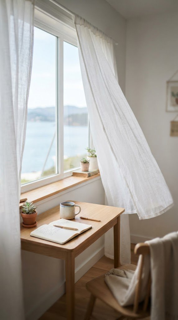 Hang Sheer White Curtains on a Tension Rod