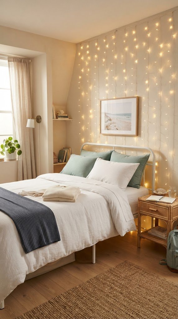 Hang White Fairy Lights in a Curtain Formation