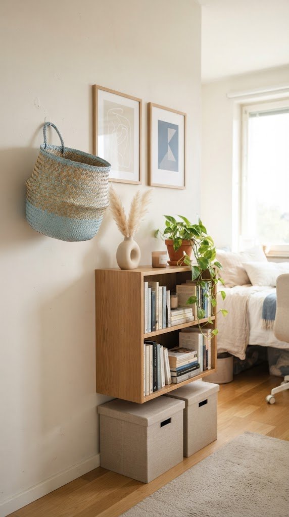 Hang a Light Blue Woven Wall Basket as Textural Art