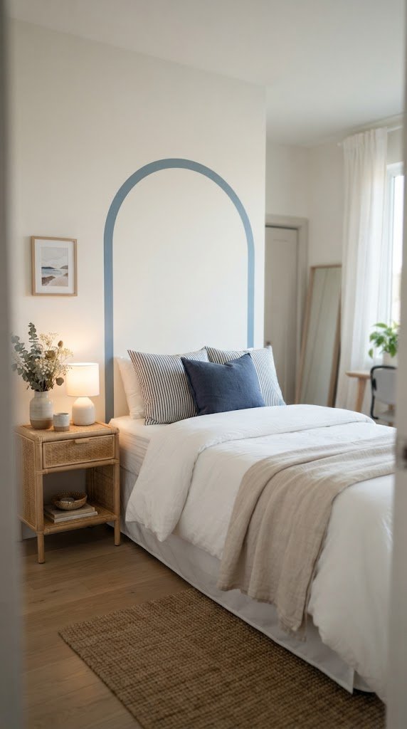 Incorporate Coastal Blue Washi Tape as a Faux Headboard