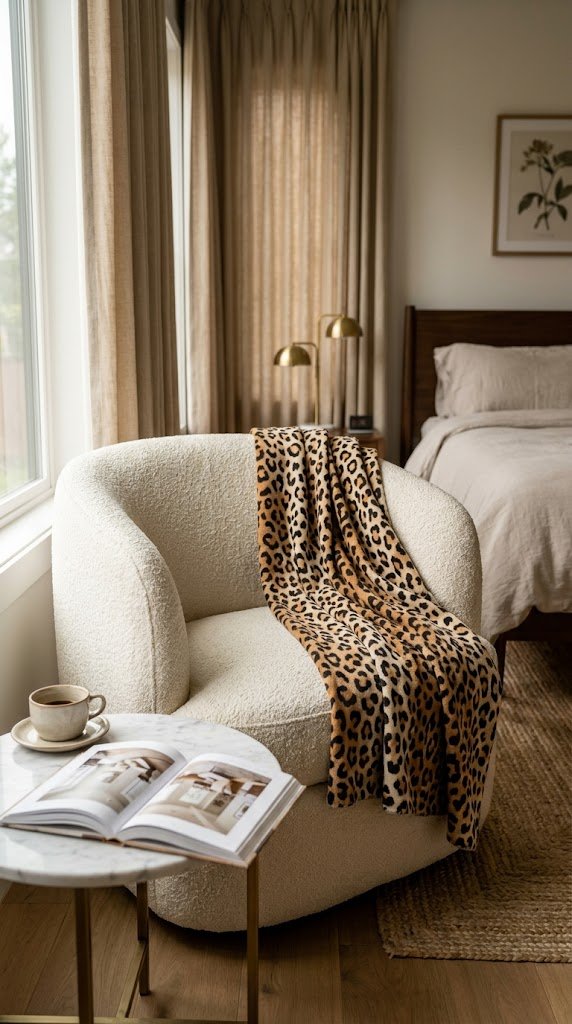 Layer a Leopard Throw Blanket Over a Solid Sofa or Chair