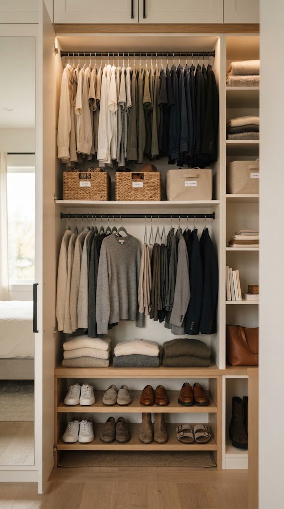 Maximize Closet Space With a Second Rod and Organizers