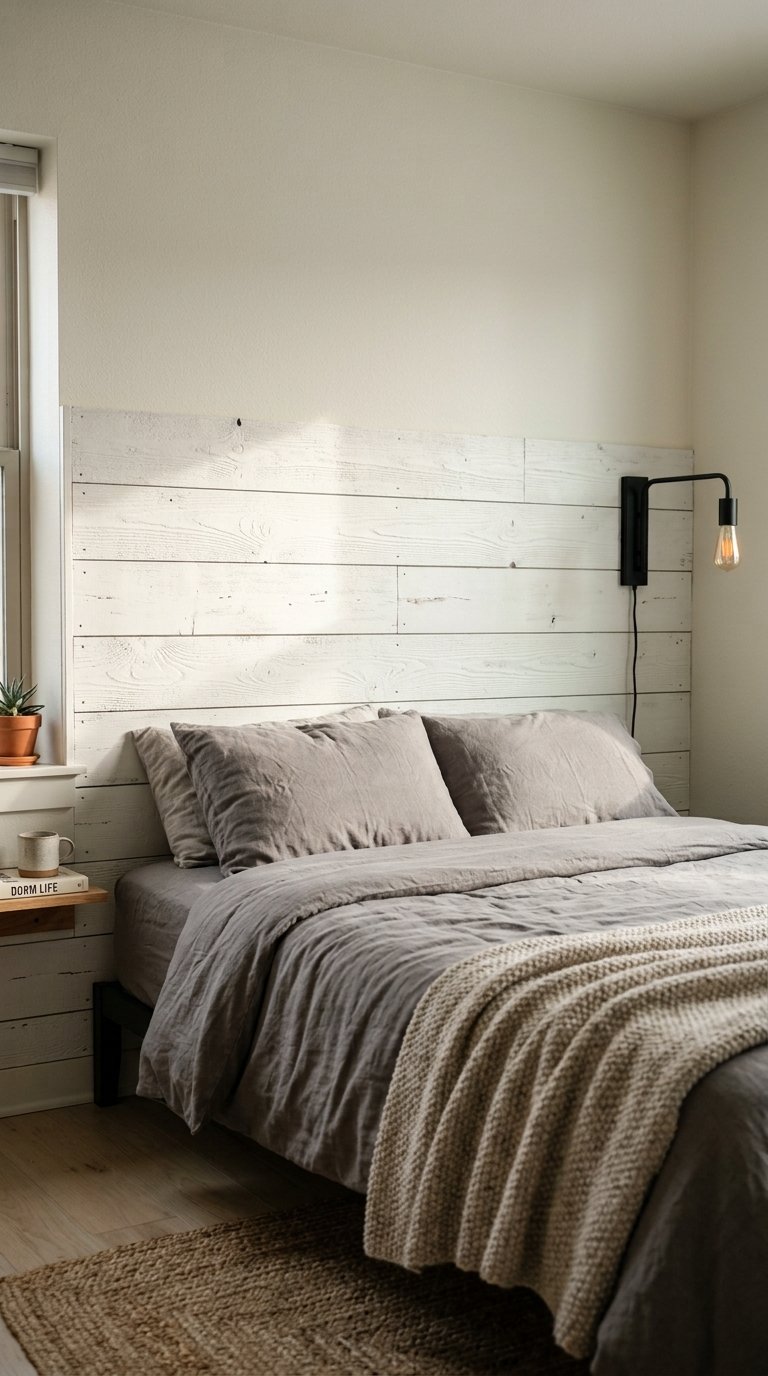 Peel-and-Stick Wood Plank Headboard