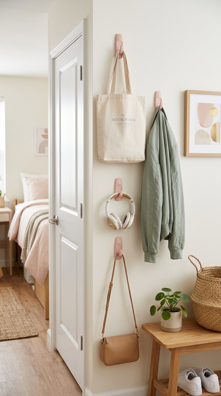 Pink Command Hooks for Functional Wall Display