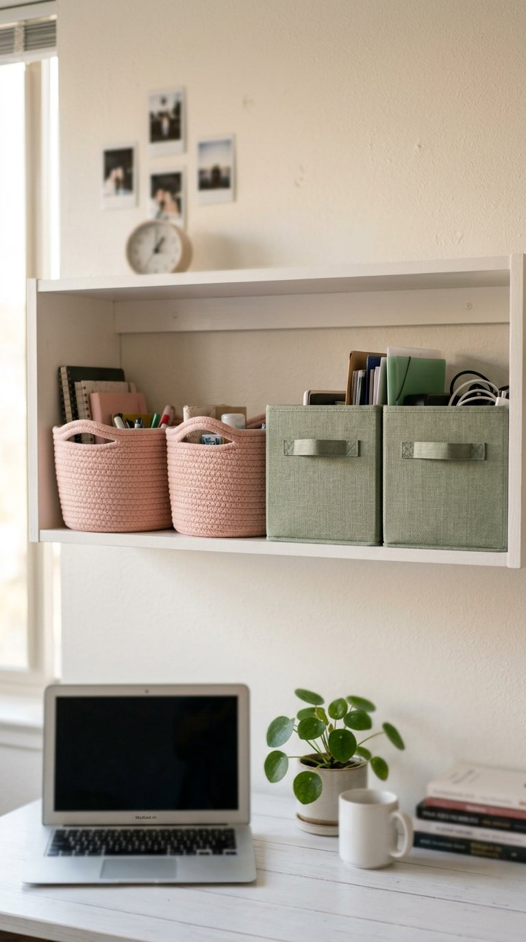 Pink and Green Storage Bins and Baskets