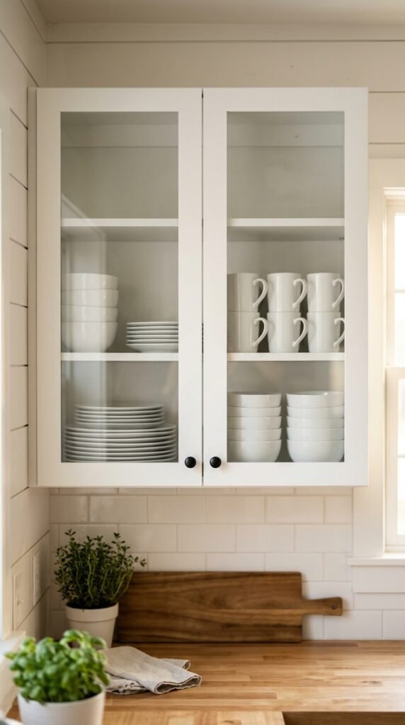 Shaker-Style Open Display Cabinets With Glass Doors