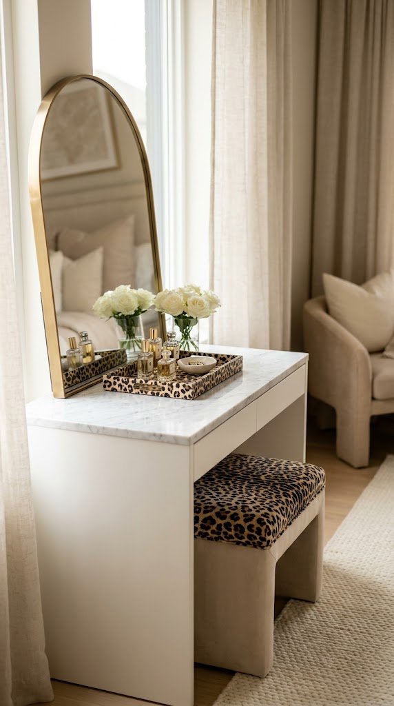 Style a Vanity or Dressing Area With Leopard Print Accents