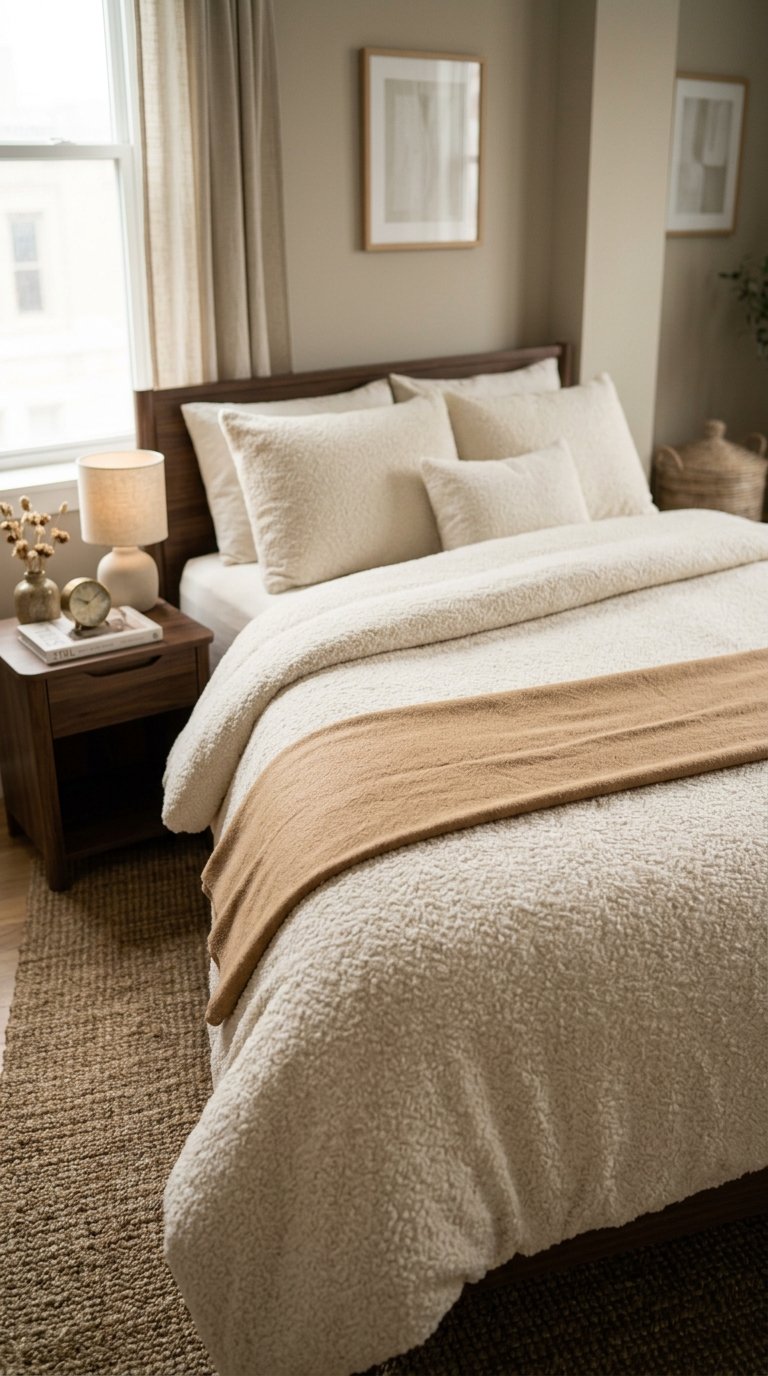 Textured Comforter for a Dorm That Looks Like a Studio Apartment