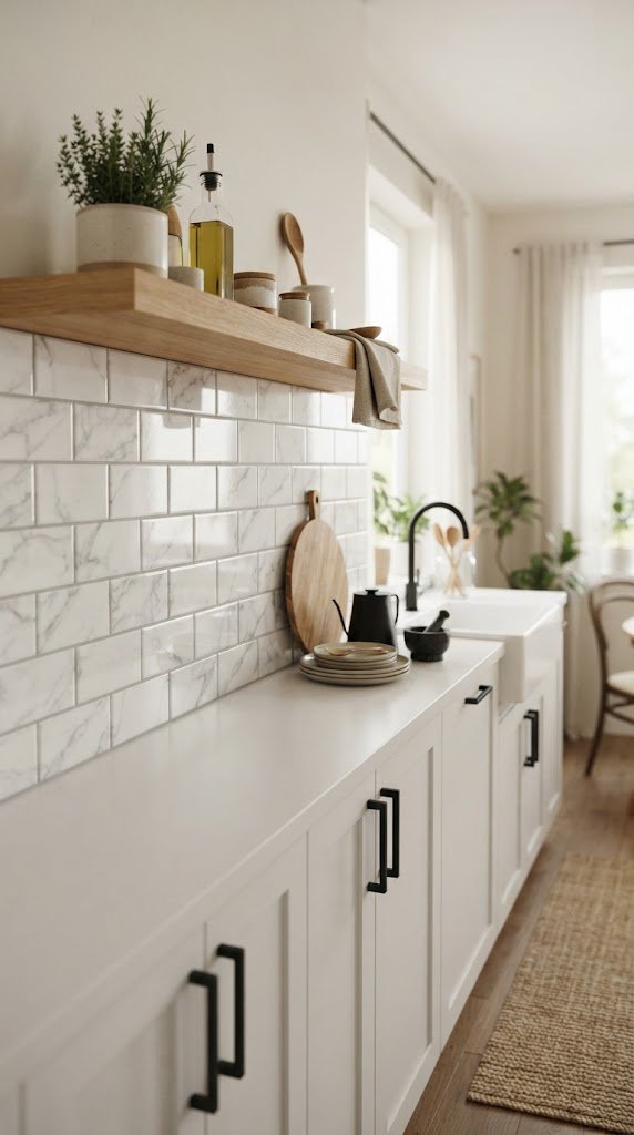 Use Peel-and-Stick Tiles on a Backsplash