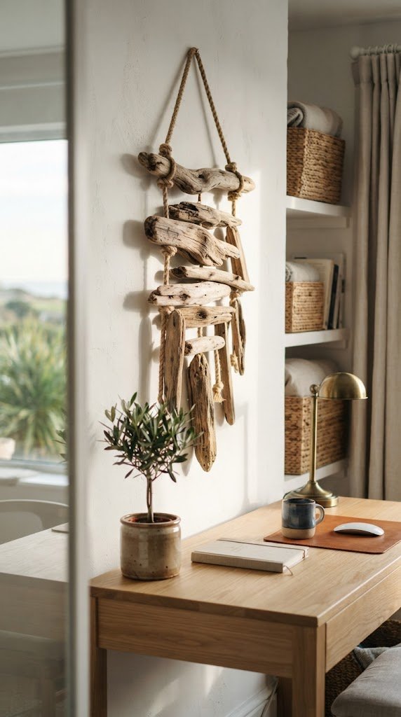 Use Rope and Driftwood as Your Primary Wall Accent