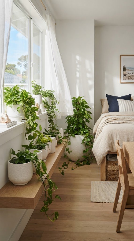 Use White Ceramic Planters With Trailing Greenery